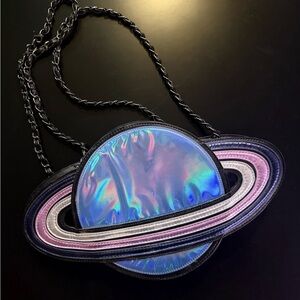 ✨ Holographic Saturn Planet Backpack – Iridescent Space-Themed Bag ✨
